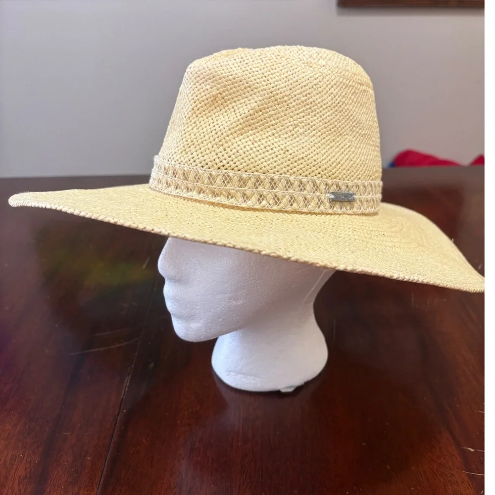 Gigi Pip Womens Wide Brim Fedora Straw Sun Hat XS Boho Summer Coastal Festival